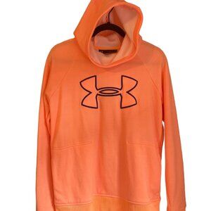 Under Armour Womens Neon Orange Loose Fit Hoodie Sweatshirt Size M Fleece Interi